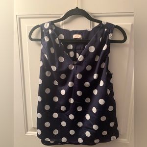 Pixley S Blue and white polka dot sleeveless shirt